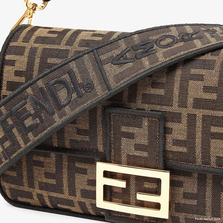 Cheap Fabric FF Bag Brown Motif Medium Fendi In Baguette 0803